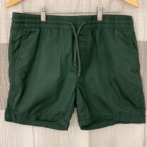 H&M mens drawstring shorts. Dark green color. Size 34 waist, 5” inseam.